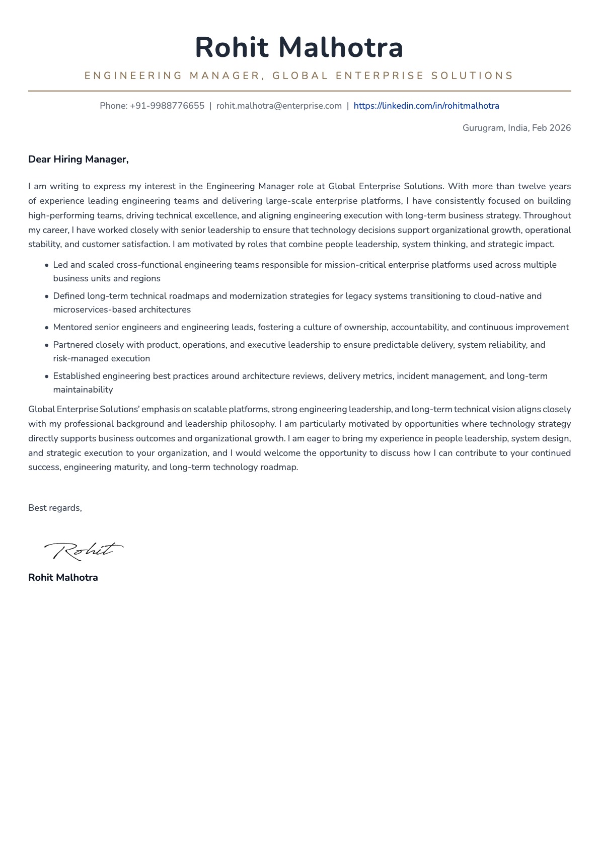 Executive cover letter template preview